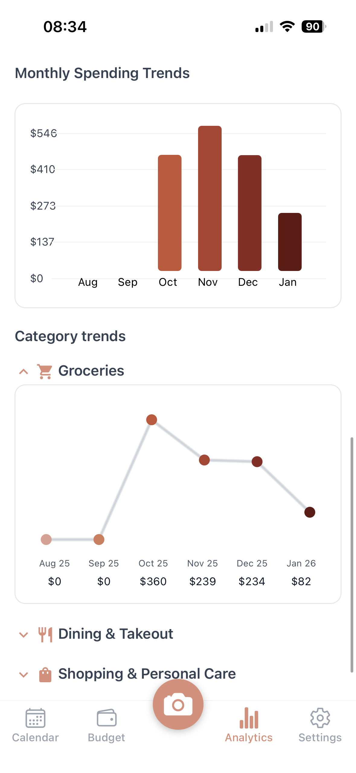 Receiptin app in action: iPhone showing receipt scanning interface with camera view and expense tracking